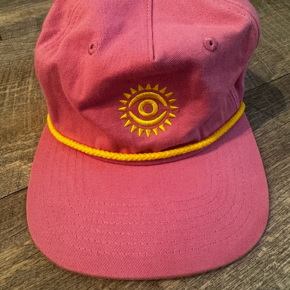 Pink Cap with Yellow Sun Embroidery